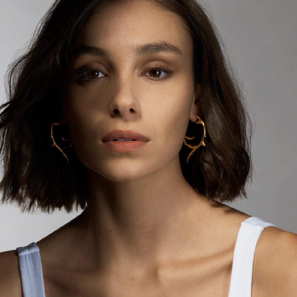 Shaun Leane Rose Thorn Large Hoop Earrings - Yellow Gold Vermeil