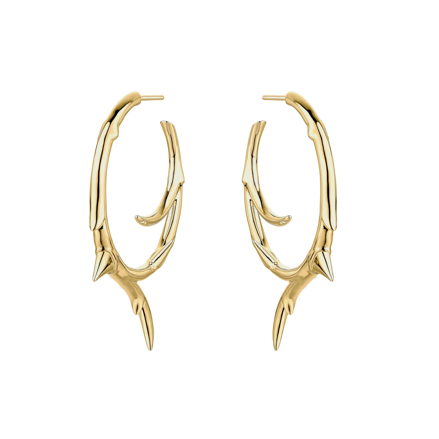Shaun Leane Rose Thorn Large Hoop Earrings - Yellow Gold Vermeil