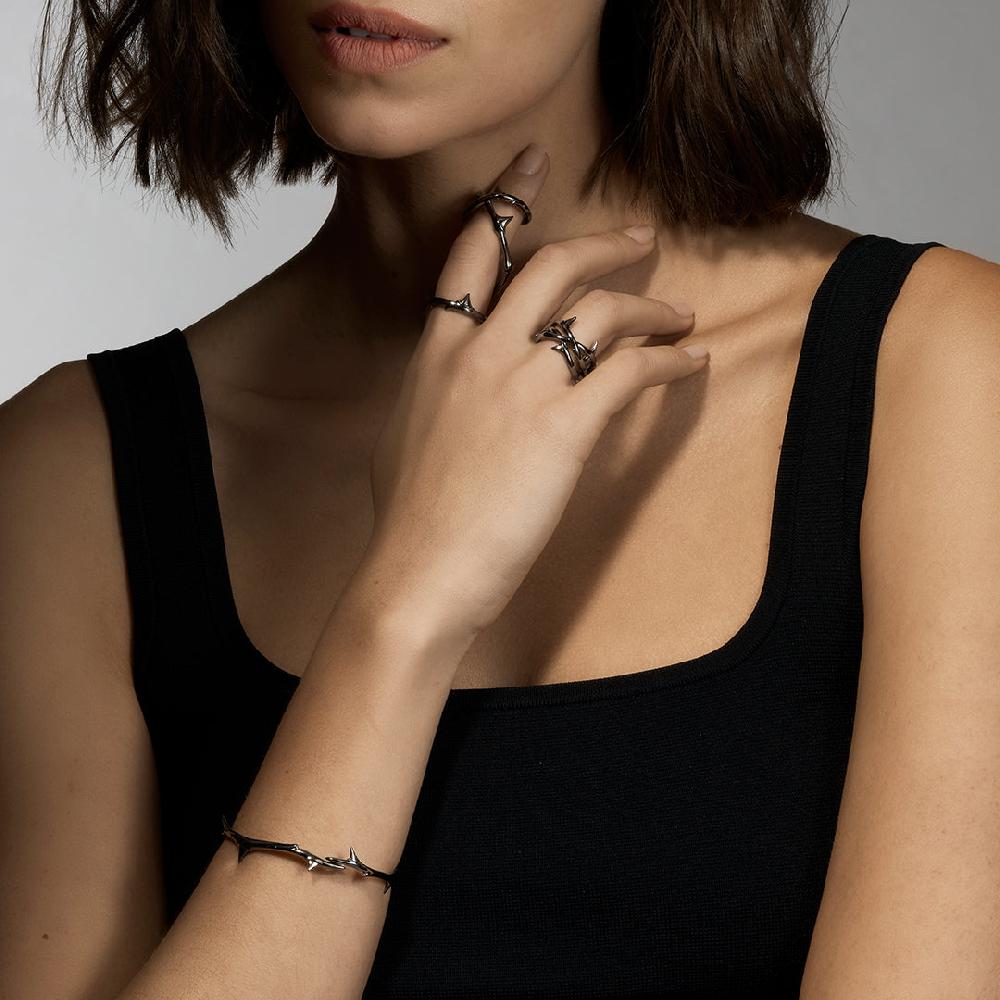 Shaun Leane Rose Thorn Linked Bracelet - Silver Black Rhodium