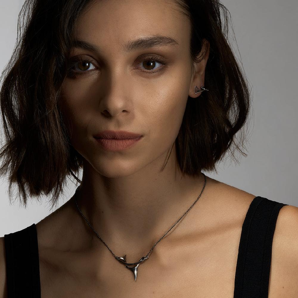 Shaun Leane Rose Thorn Single Bar Earring - Silver Black Rhodium