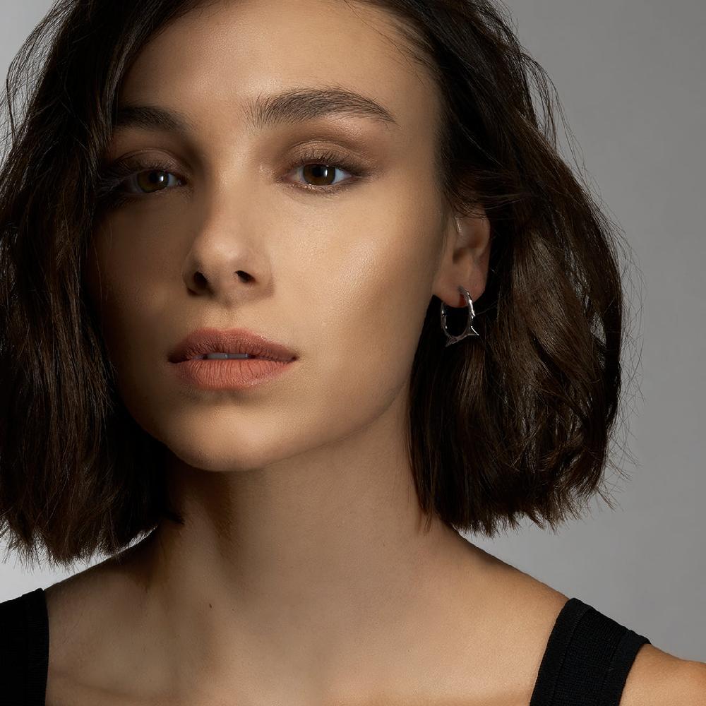 Shaun Leane Rose Thorn Small Hoop Earrings - Silver Black Rhodium