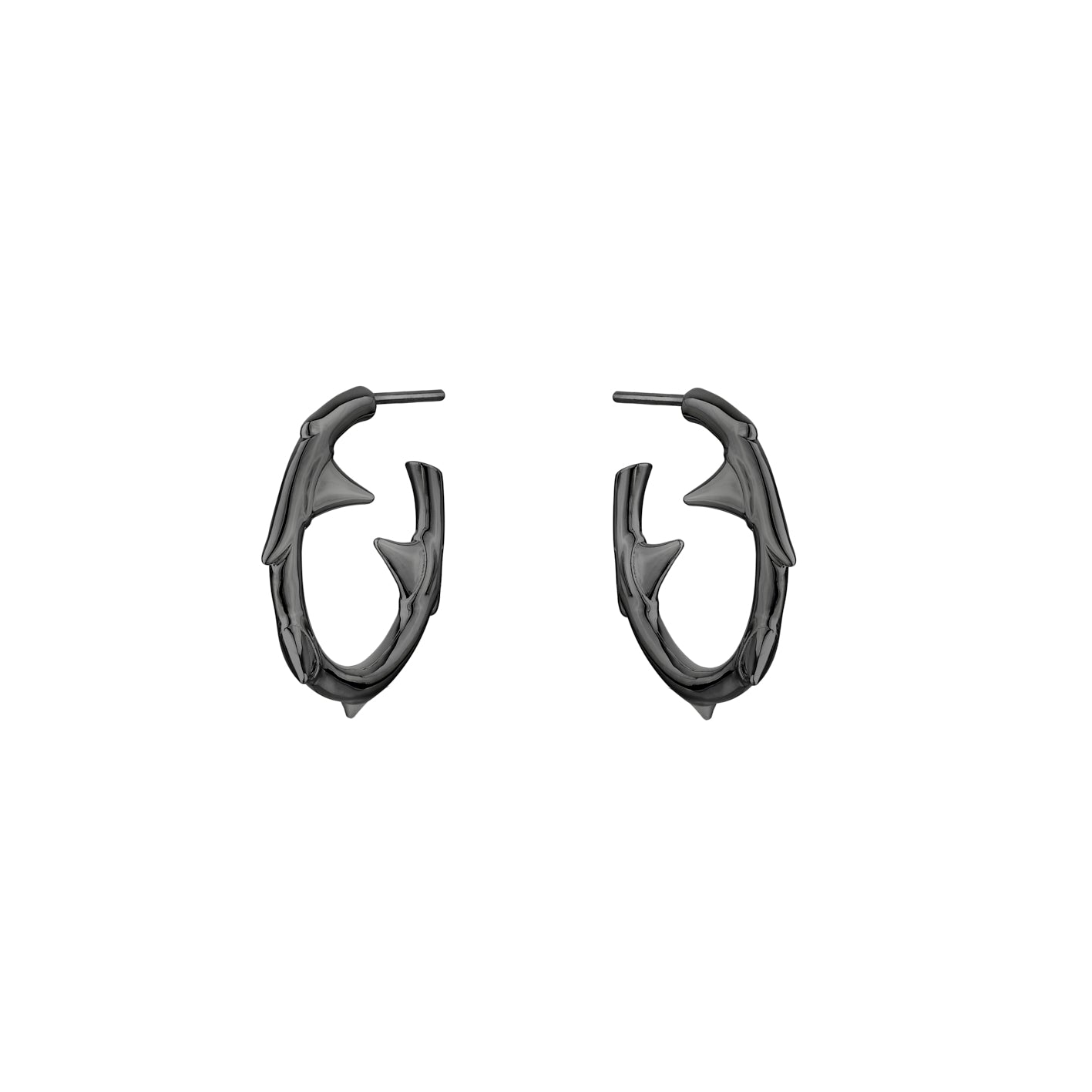 Shaun Leane Rose Thorn Small Hoop Earrings - Silver Black Rhodium