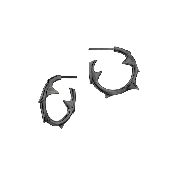 shaun leane Rose Thorn Small Hoop Earrings - Silver Black Rhodium