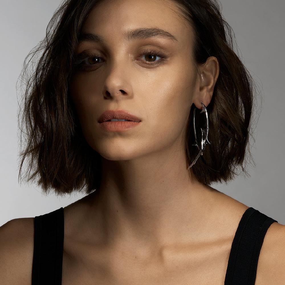 Shaun Leane Rose Thorn Statement Hoop Earrings - Black Rhodium