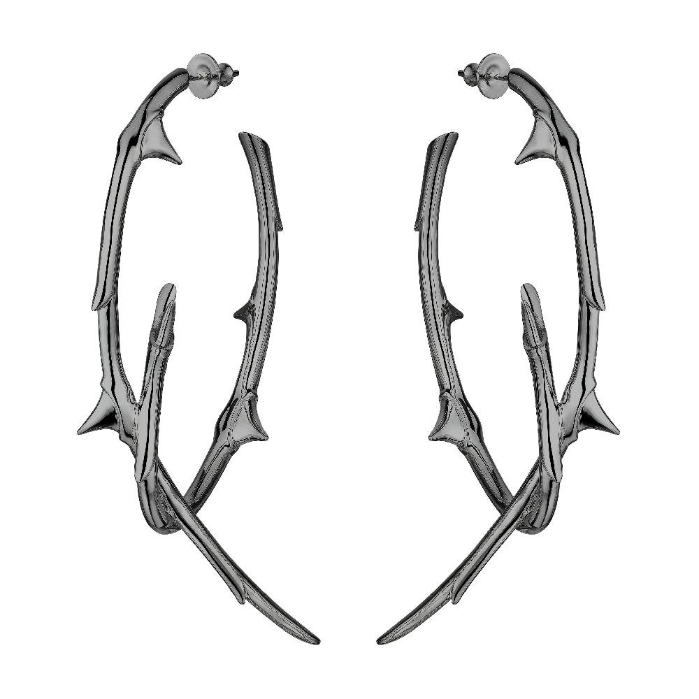 Shaun Leane Rose Thorn Statement Hoop Earrings - Black Rhodium