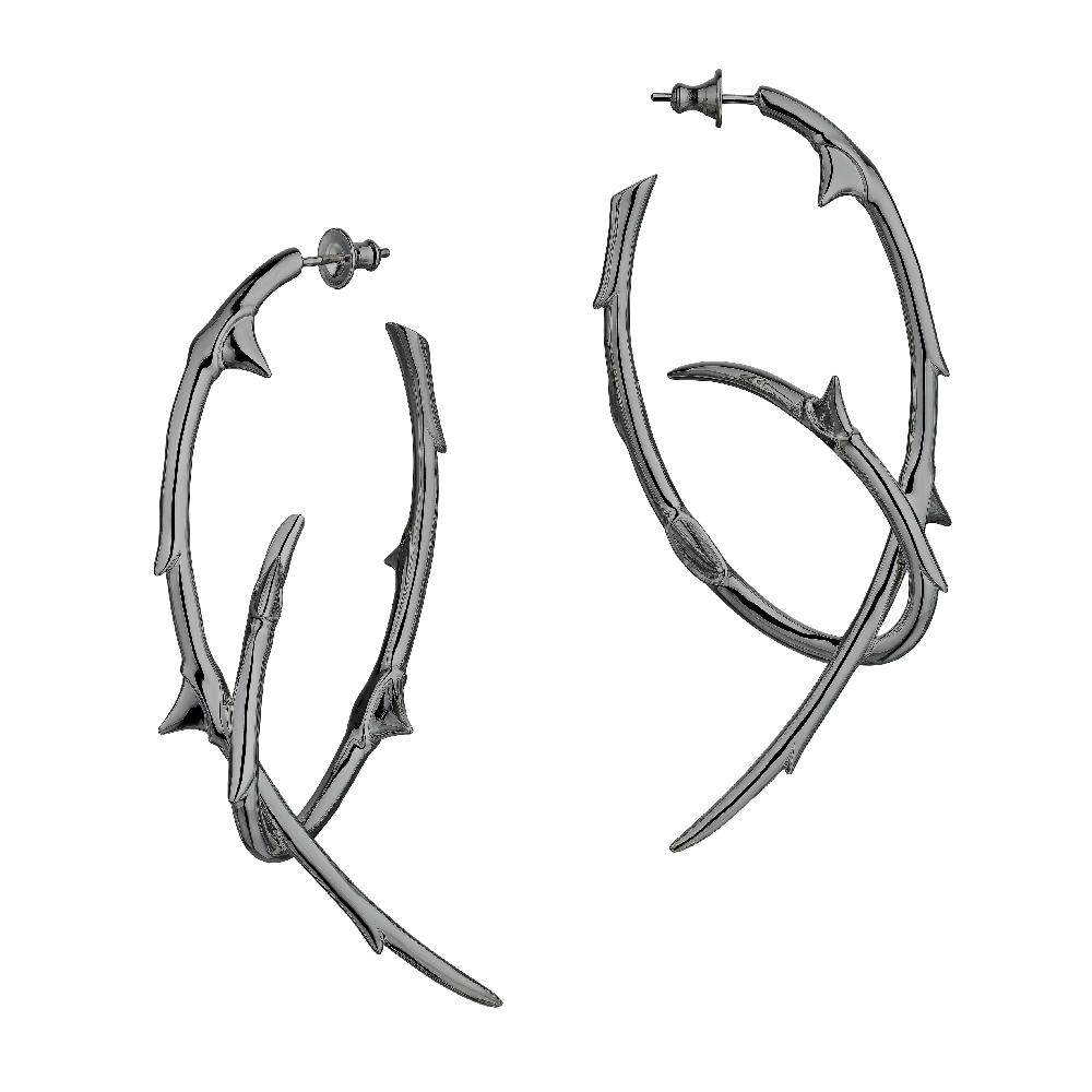 Shaun Leane Rose Thorn Statement Hoop Earrings - Black Rhodium