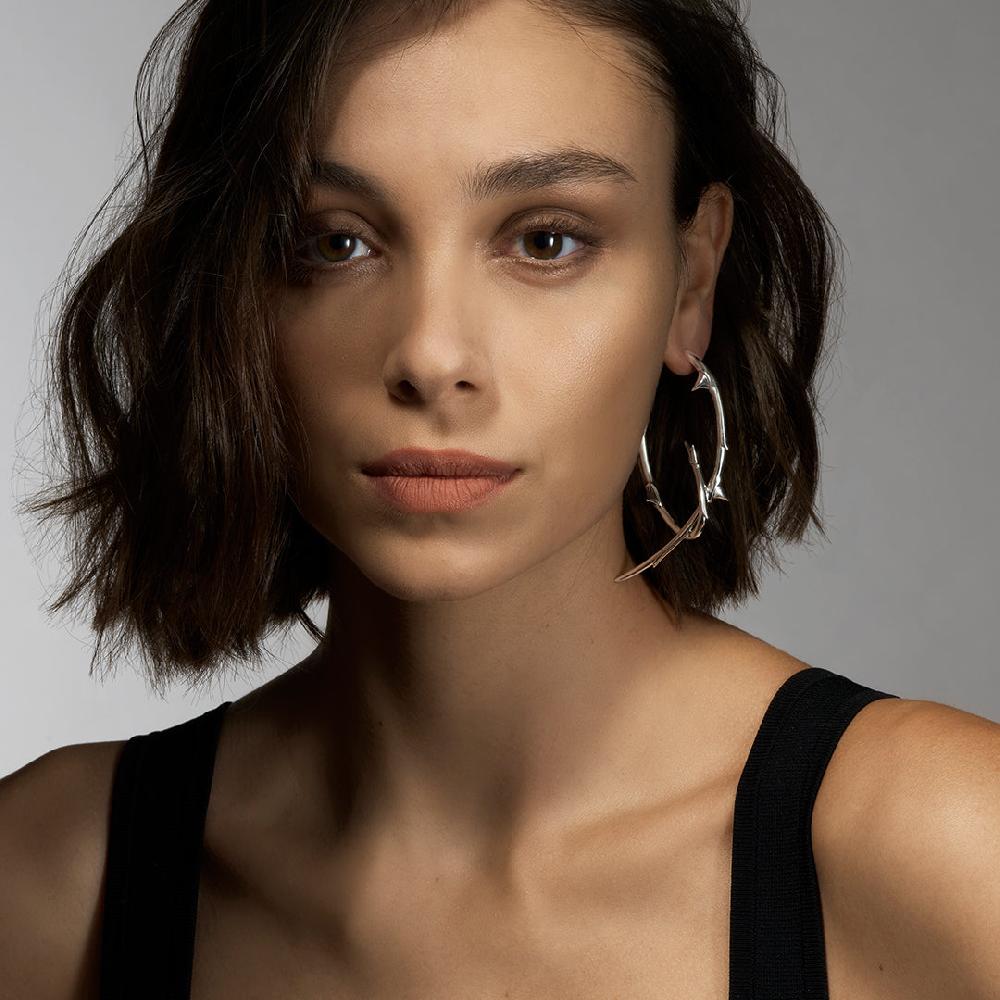 Shaun Leane Rose Thorn Statement Hoop Earrings - Silver