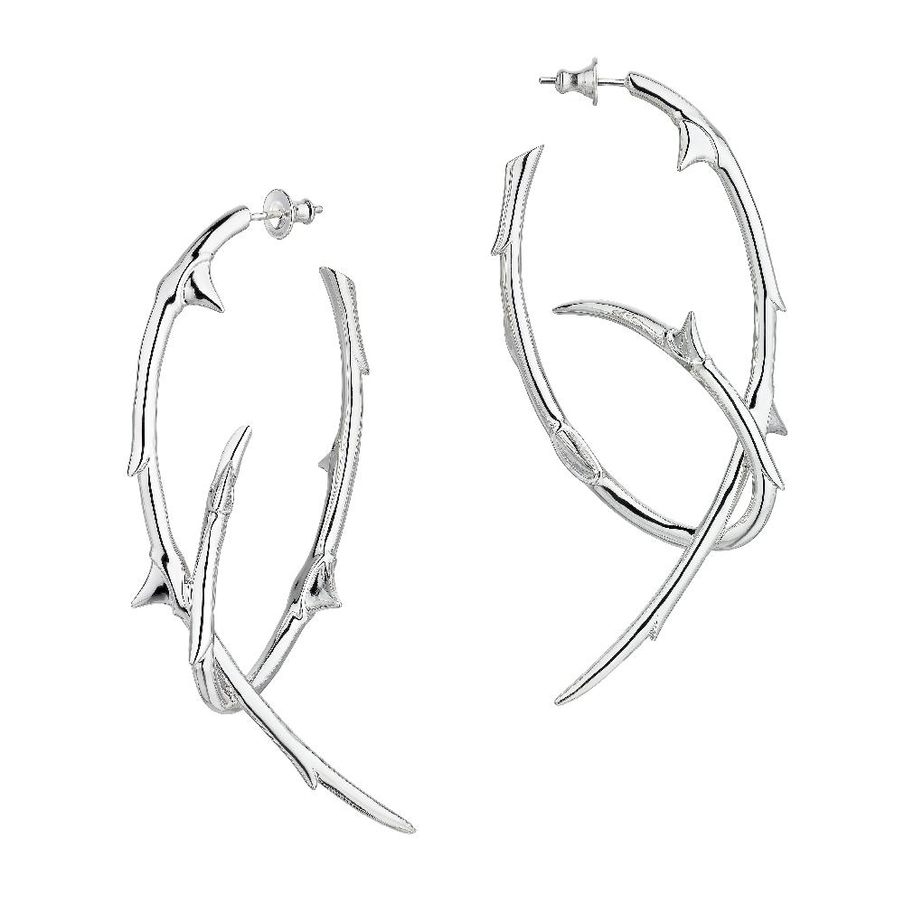 Shaun Leane Rose Thorn Statement Hoop Earrings - Silver