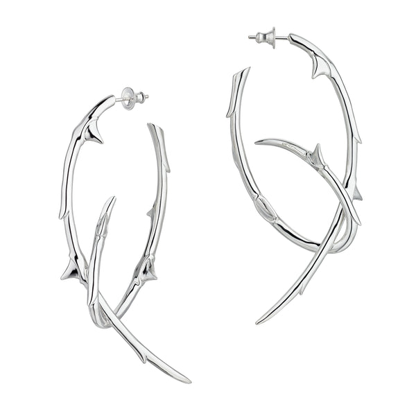 shaun leane Rose Thorn Statement Hoop Earrings - Silver