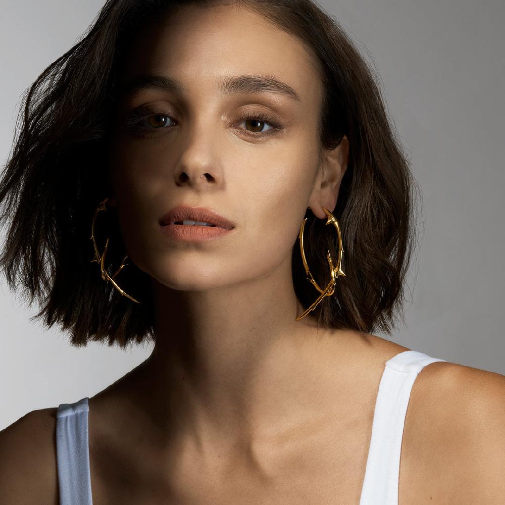 Shaun Leane Rose Thorn Statement Hoop Earrings - Yellow Gold Vermeil