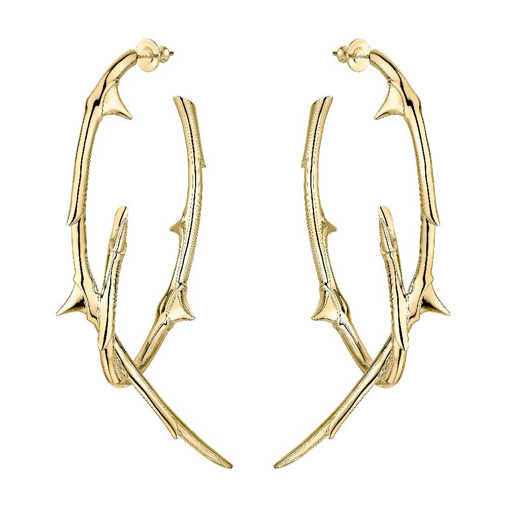 Shaun Leane Rose Thorn Statement Hoop Earrings - Yellow Gold Vermeil