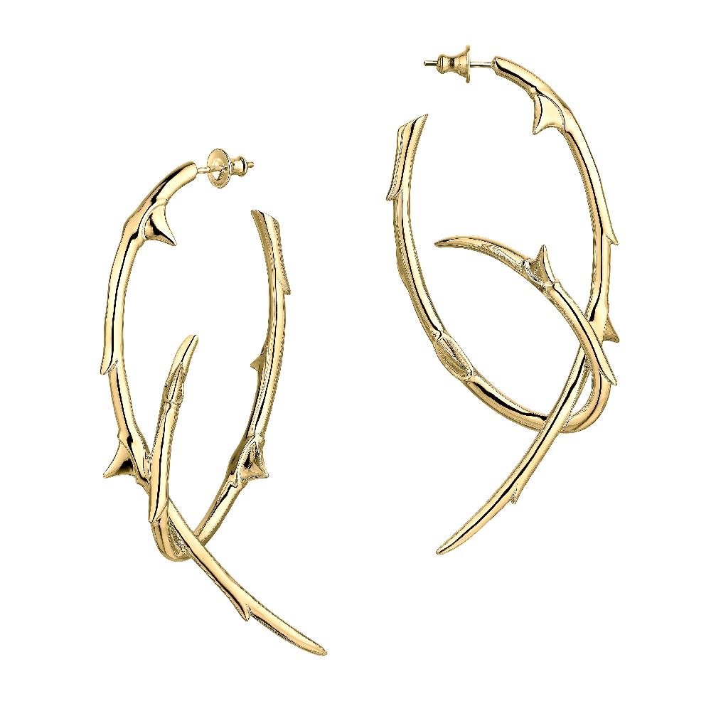 Shaun Leane Rose Thorn Statement Hoop Earrings - Yellow Gold Vermeil