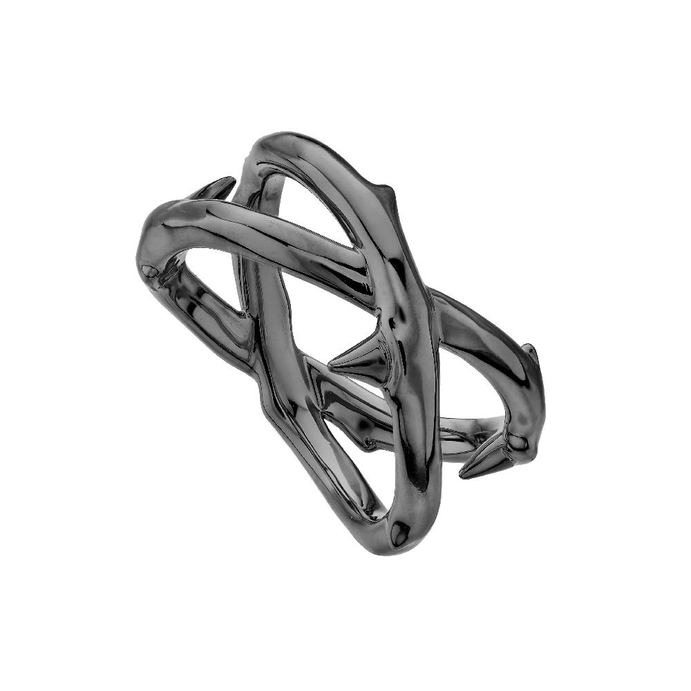 Shaun Leane Rose Thorn Wide Band Ring - Silver Black Rhodium