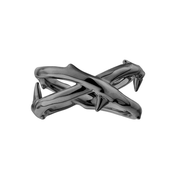 shaun leane Rose Thorn Wide Band Ring - Silver Black Rhodium