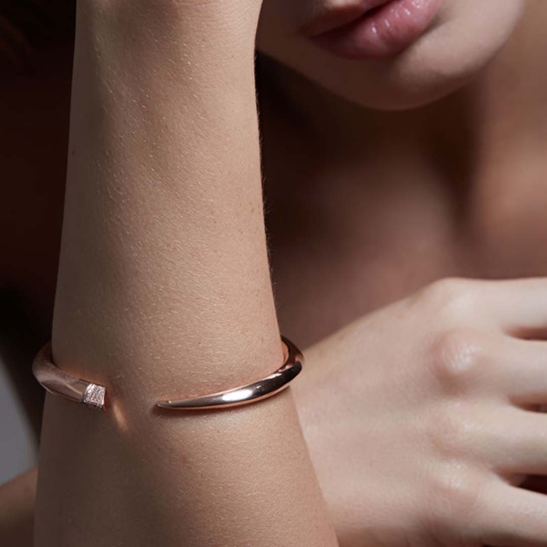 Shaun Leane Sabre Bangle - Rose Gold Vermeil & Diamond Pavé