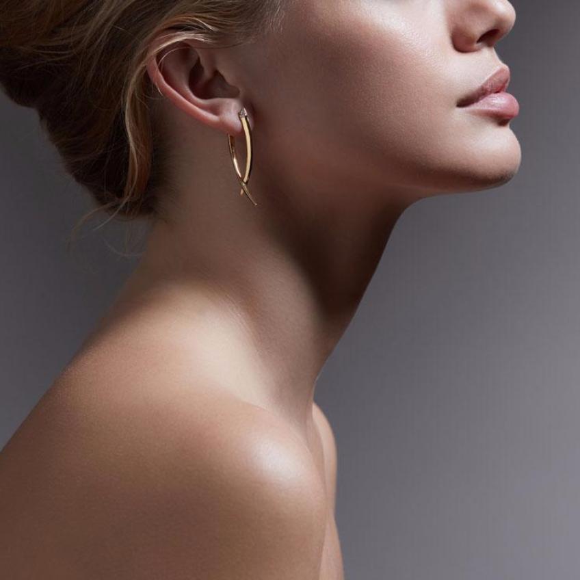 Shaun Leane Sabre Crossover Earrings - Yellow Gold Vermeil & Diamond Pavé