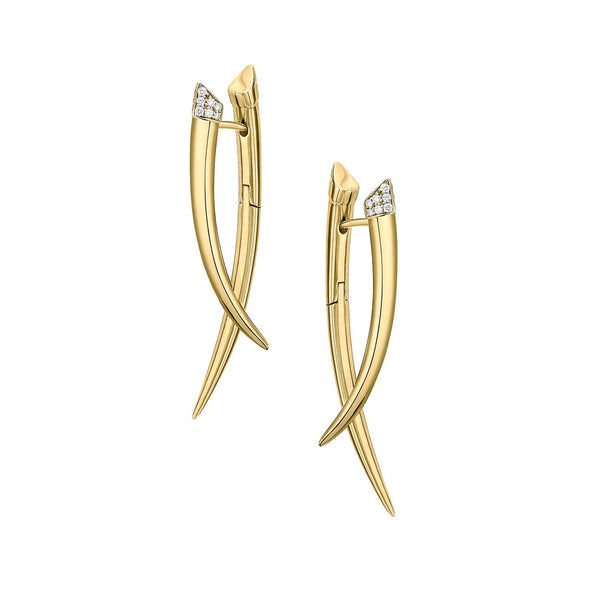 shaun leane Sabre Crossover Earrings - Yellow Gold Vermeil & Diamond Pavé