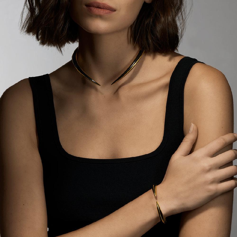 Shaun Leane Sabre Deco Cuff Bangle - Yellow Gold Vermeil & Black Ceramic