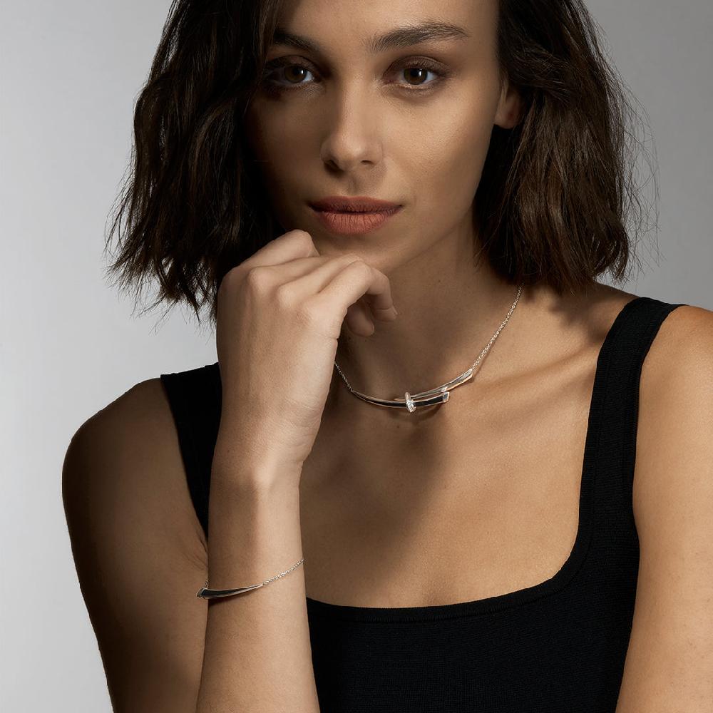 Shaun Leane Sabre Deco Horizontal Necklace - Silver & Black Ceramic