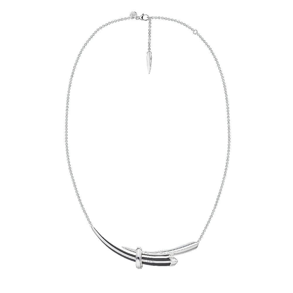 Shaun Leane Sabre Deco Horizontal Necklace - Silver & Black Ceramic