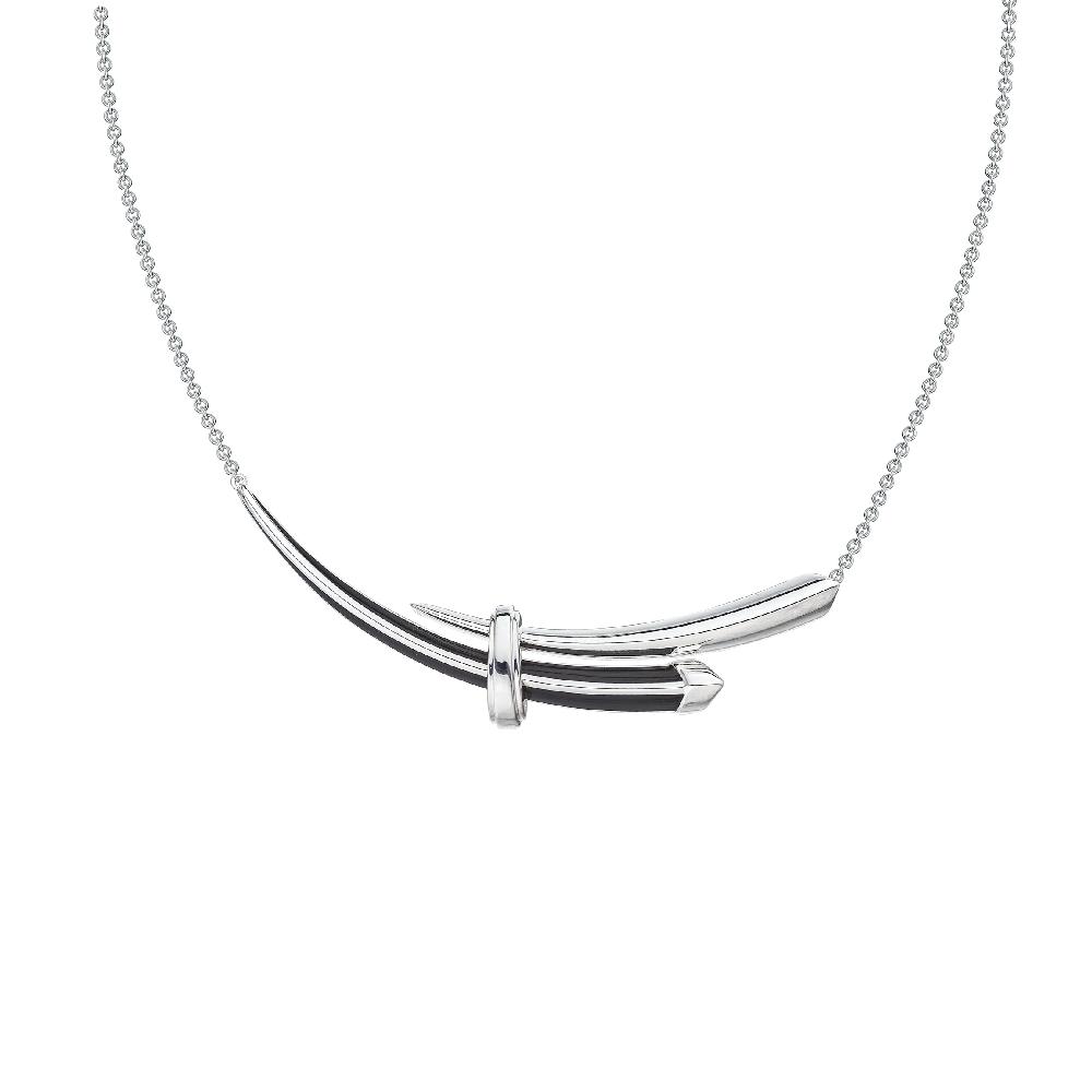 Shaun Leane Sabre Deco Horizontal Necklace - Silver & Black Ceramic