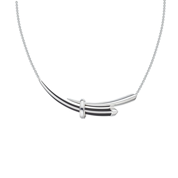 shaun leane Sabre Deco Horizontal Necklace - Silver & Black Ceramic