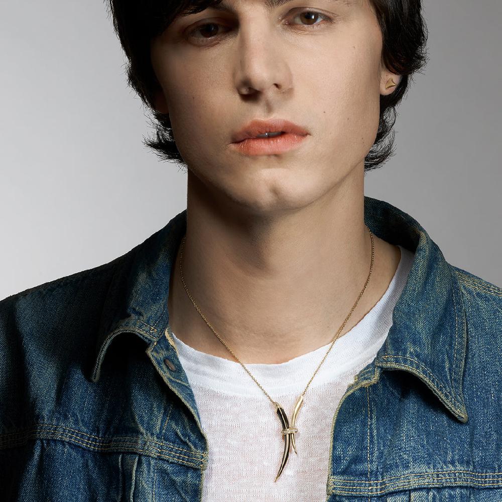 Shaun Leane Sabre Deco Necklace - Yellow Gold Vermeil Black Ceramic & Diamond