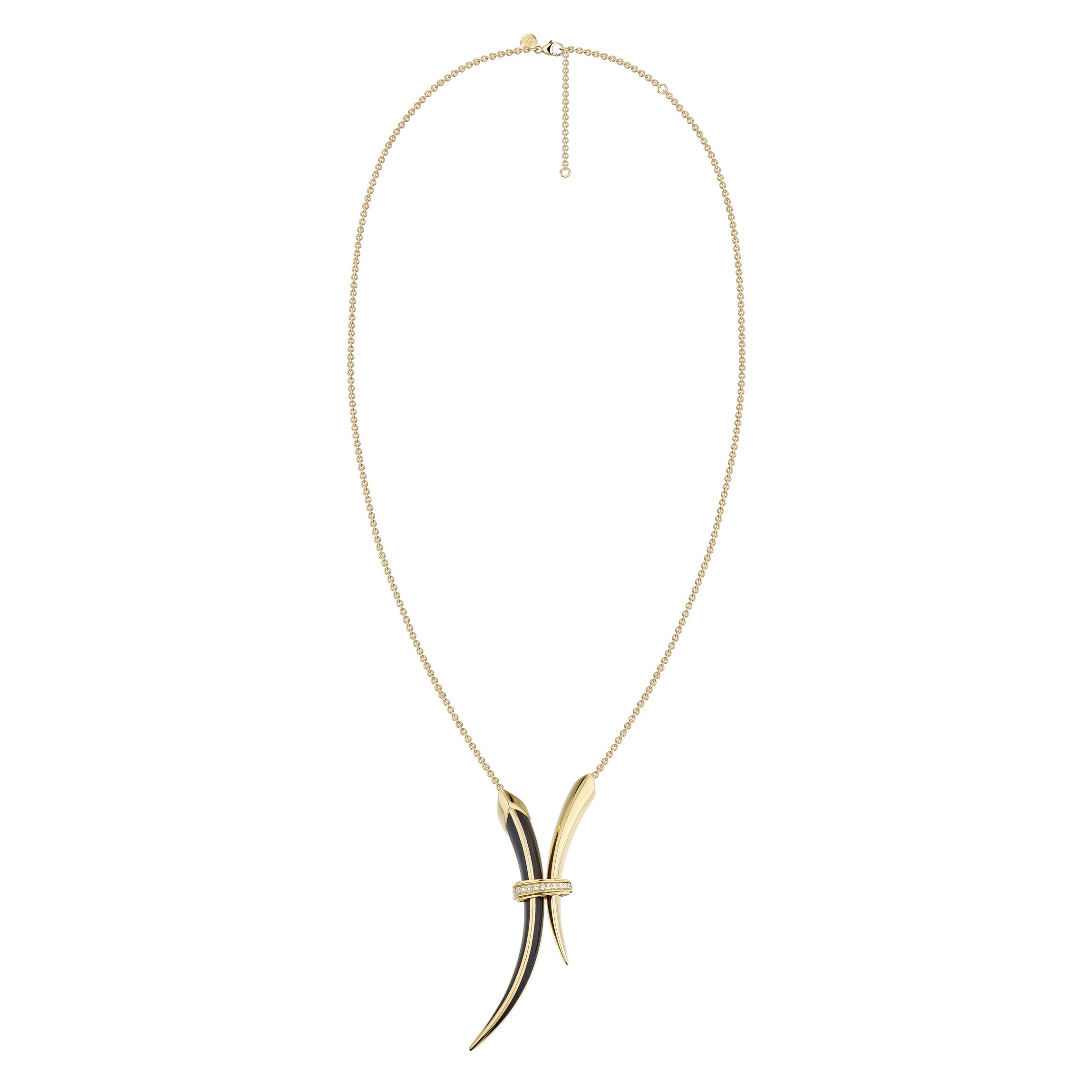 Shaun Leane Sabre Deco Necklace - Yellow Gold Vermeil Black Ceramic & Diamond