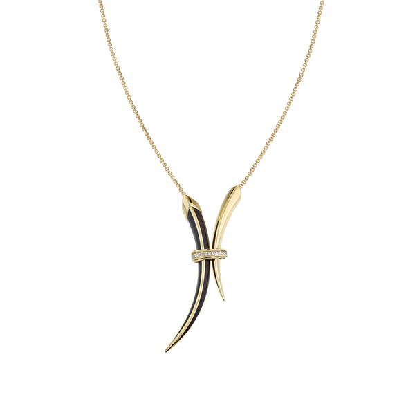 shaun leane Sabre Deco Necklace - Yellow Gold Vermeil Black Ceramic & Diamond