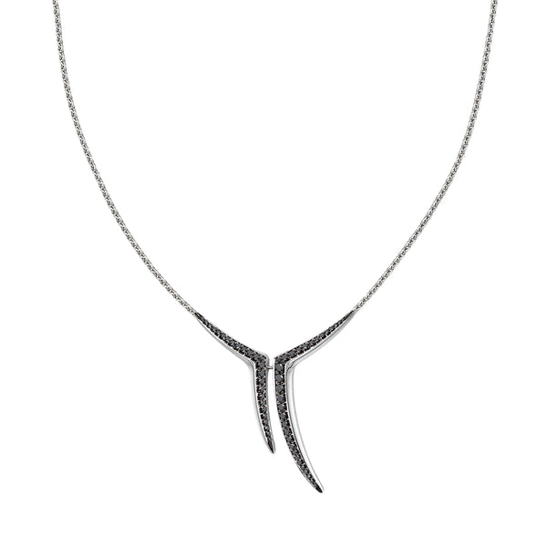 shaun leane Sabre Fine Aerial Small Necklace - 18ct White Gold & Black Diamond