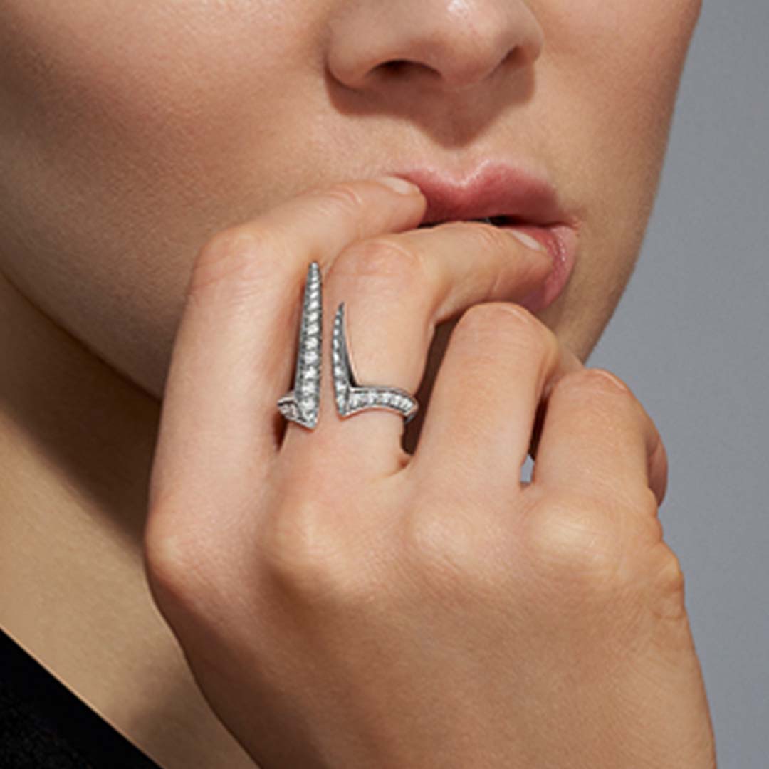 Shaun Leane Sabre Fine Aerial Split Ring - Platinum & Diamond