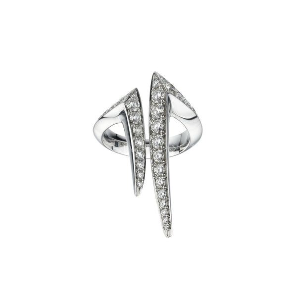 shaun leane Sabre Fine Aerial Split Ring - Platinum & Diamond