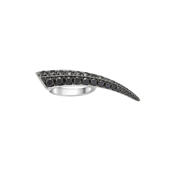 shaun leane Sabre Fine Classic Ring - 18ct White Gold & Black Diamond