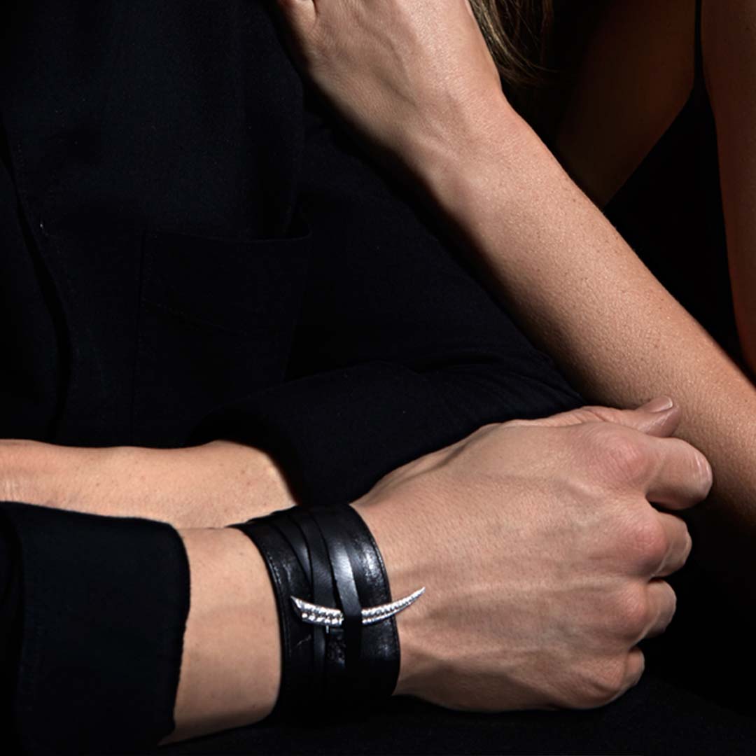 Shaun Leane Sabre Fine Cuff - 18ct White Gold Diamond & Leather