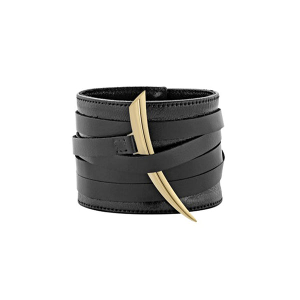 shaun leane Sabre Fine Cuff - 18ct Yellow Gold & Leather