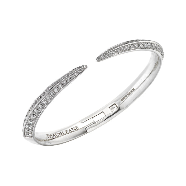 shaun leane Sabre Fine Medium Bangle - 18ct White Gold & Diamond