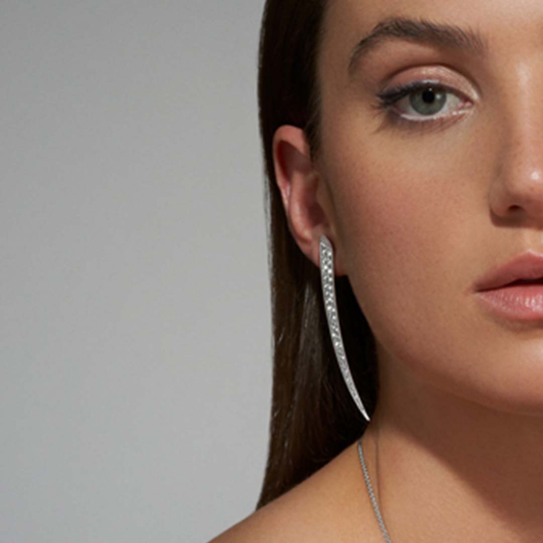 Shaun Leane Sabre Fine Medium Earrings - 18ct White Gold & Diamond