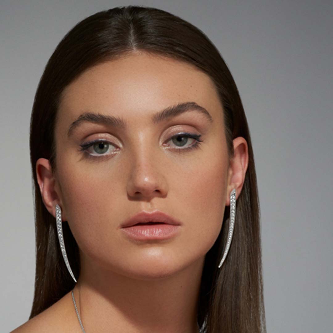 Shaun Leane Sabre Fine Medium Earrings - 18ct White Gold & Diamond