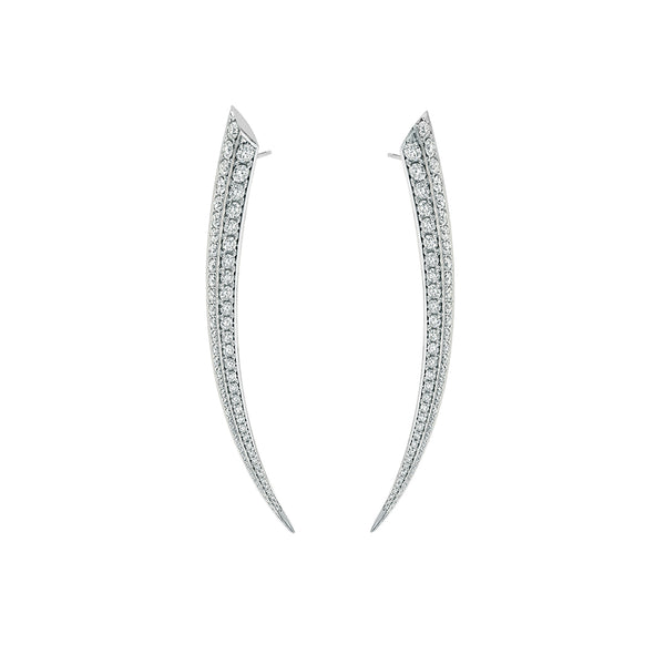 shaun leane Sabre Fine Medium Earrings - 18ct White Gold & Diamond