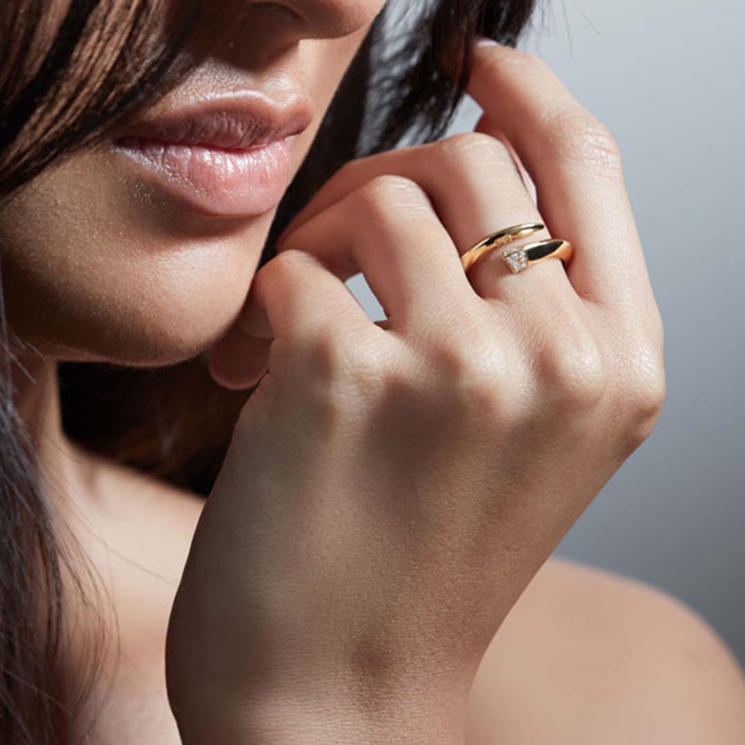 Shaun Leane Sabre Ring - Yellow Gold Vermeil & Diamond Pavé