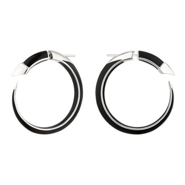 shaun leane Sabre Solis Hoop Earrings - Silver & Jet Ceramic