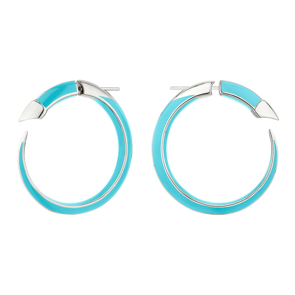 shaun leane Sabre Solis Hoop Earrings - Silver & Lagoon Ceramic