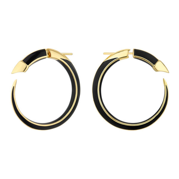 shaun leane Sabre Solis Hoop Earrings - Yellow Gold Vermeil & Jet Ceramic