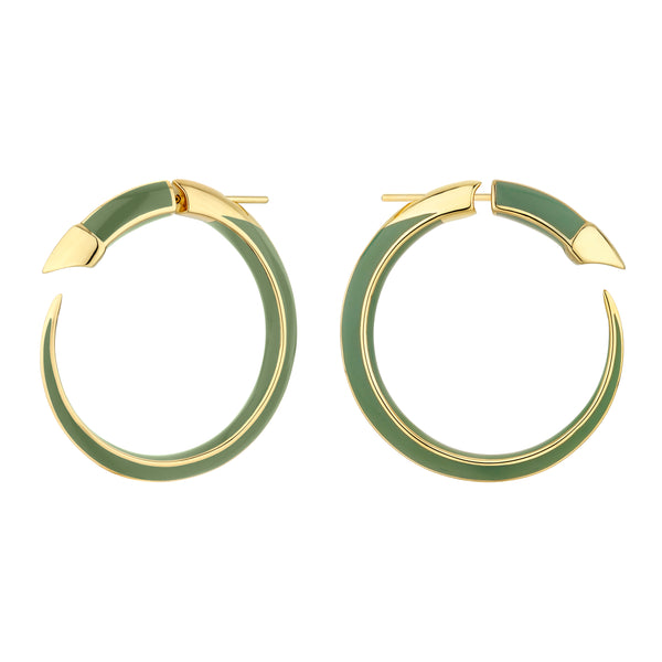 shaun leane Sabre Solis Hoop Earrings - Yellow Gold Vermeil & Leaf Ceramic