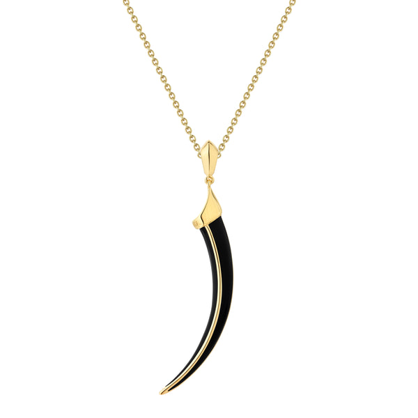 shaun leane Sabre Solis Pendant - Yellow Gold Vermeil & Jet Ceramic