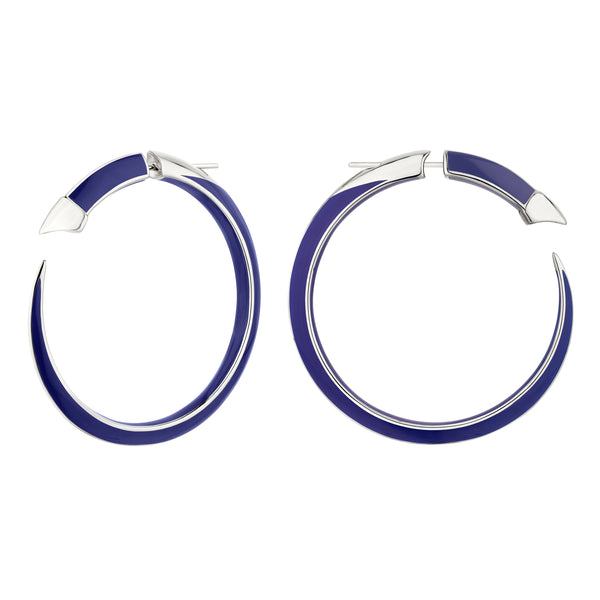 shaun leane Sabre Solis Statement Hoop Earrings - Silver & Atlantic Ceramic