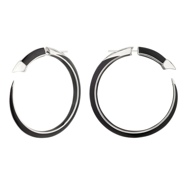 shaun leane Sabre Solis Statement Hoop Earrings - Silver & Jet Ceramic