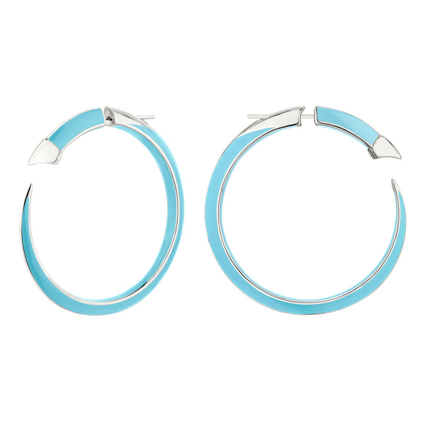 shaun leane Sabre Solis Statement Hoop Earrings - Silver & Lagoon Ceramic