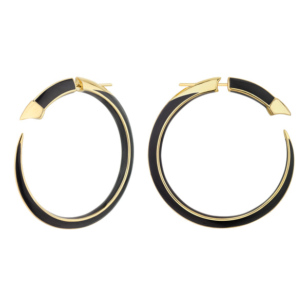 shaun leane Sabre Solis Statement Hoop Earrings - Yellow Gold Vermeil & Jet Ceramic