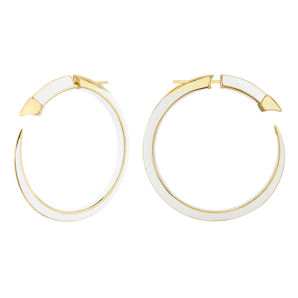 shaun leane Sabre Solis Statement Hoop Earrings - Yellow Gold Vermeil & Chalk Ceramic